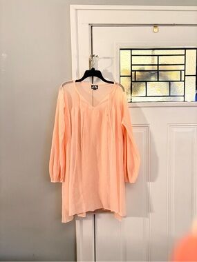 Future Collective Peach Sheer Long Sleeve Boho Dress